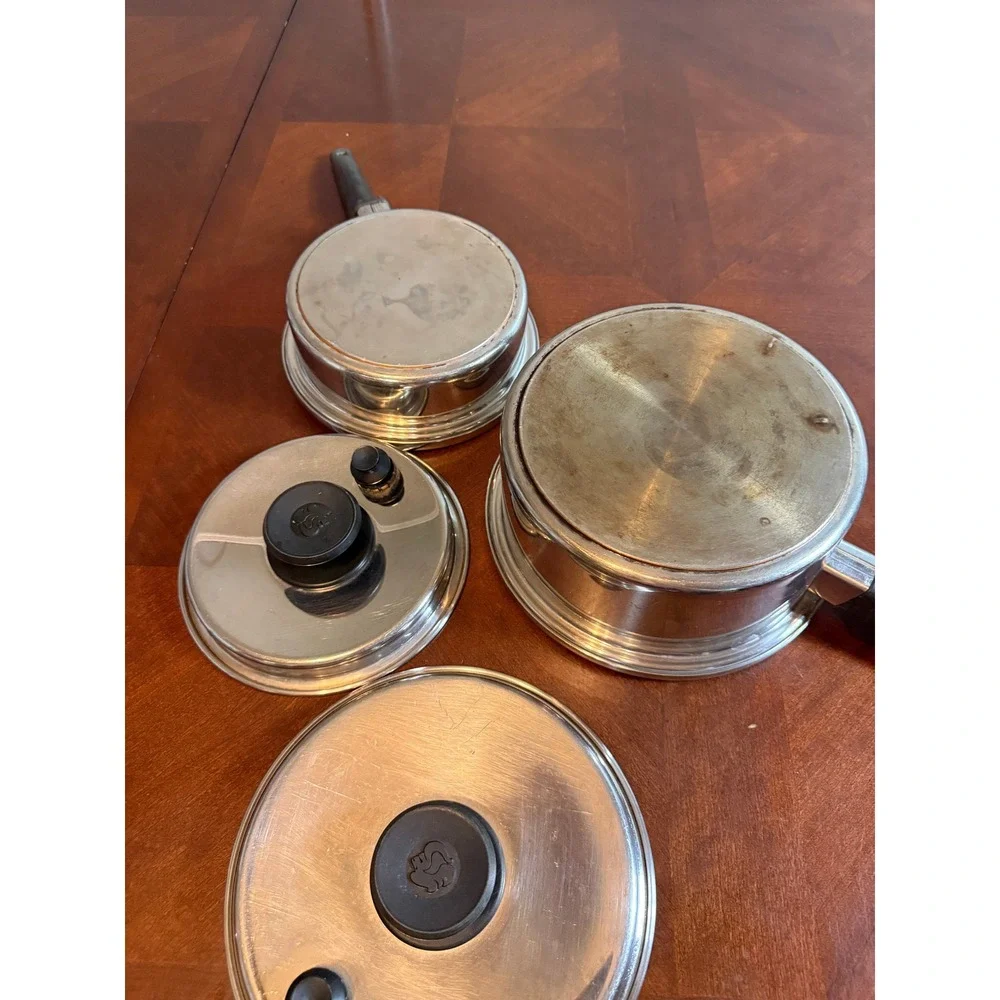 Royal Prestige 7-Ply Stainless Steel Silver Alloy Copper Saucepan Set USA Made